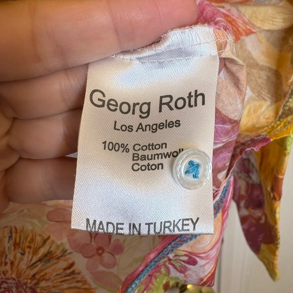 Georg Roth LA Bright Floral Print Shirt XS Resortwear Boho Statement Top - Picture 5 of 6